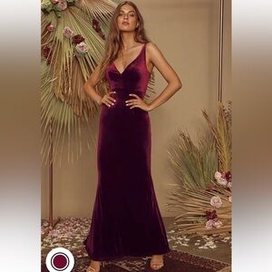 Maliya Plum Purple Velvet Mermaid Maxi Dress